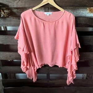 🌻5/$20 PEYTON BRE Girls Ruffle Top in Peach Sz 16